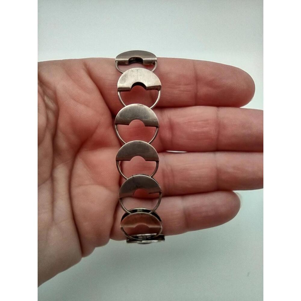 Vintage Mexican Modernist Sterling Silver Link Bracelet - Picture 2 of 6